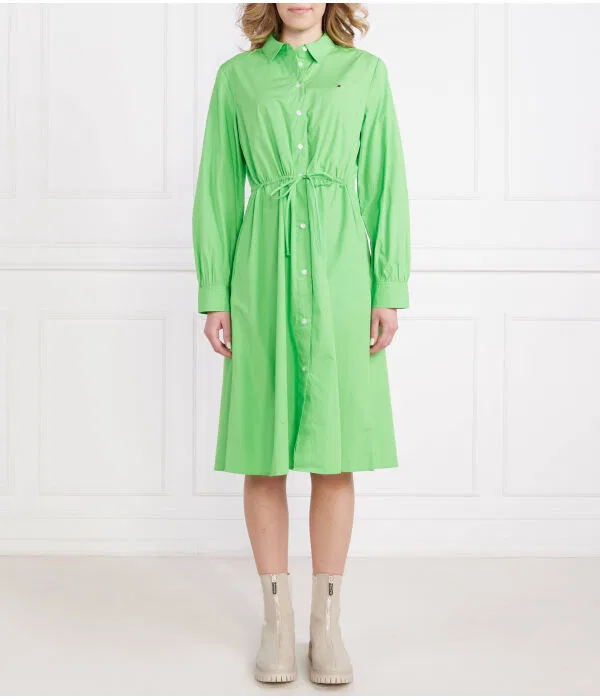 Женское платье миди с длинным рукавом 1985 Knee Dress Tommy Hilfiger, зеленый