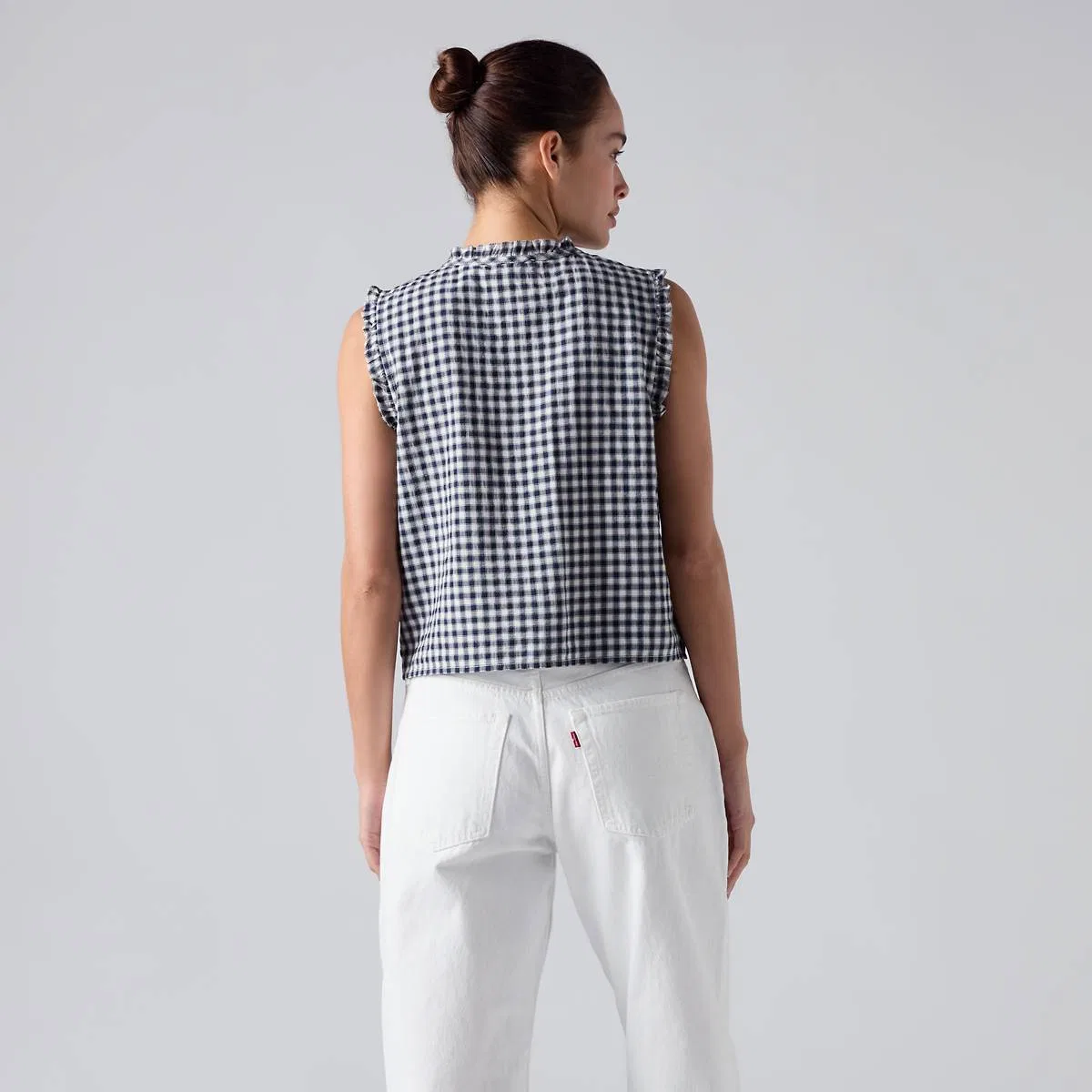 Узкая блузка без рукавов Shelby Levi's, Jette Check Navy - Blue — фото 4