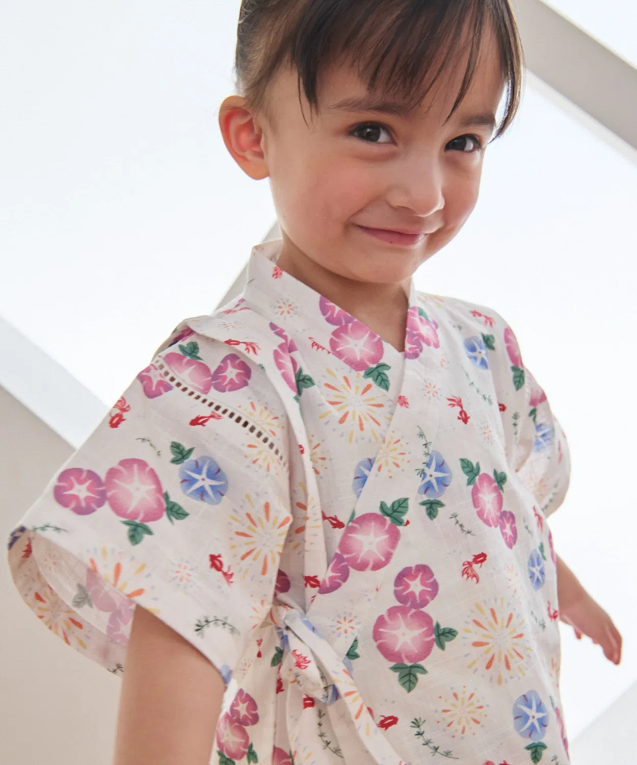 Детское кимоно для девочек с принтом, модель GIRLS, petit main, Navy — фото 4