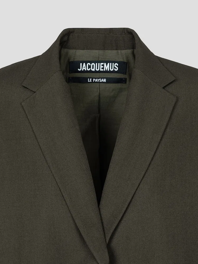 Жакет оверсайз La Veste Carree JACQUEMUS, Dark Khaki — фото 3