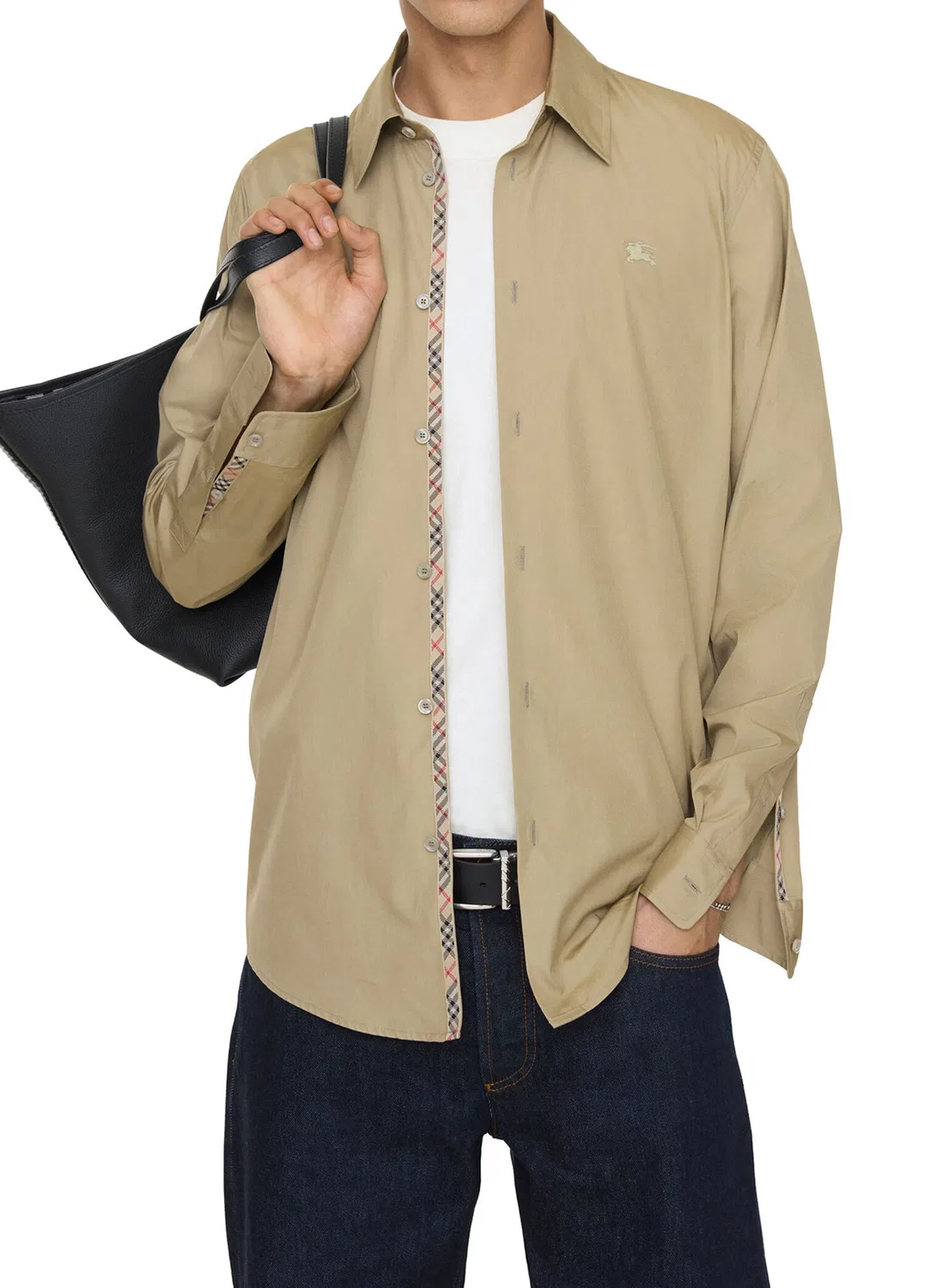 Рубашка Burberry Poplin Regular Fit, бежевая — фото 3