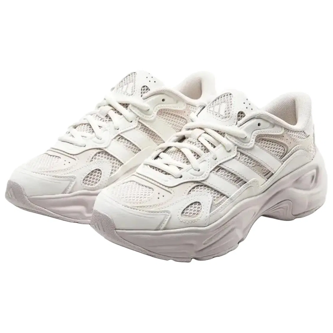 Детские кроссовки с толстой подошвой FC JELWAVE Adidas, Beige White Pink — фото 3