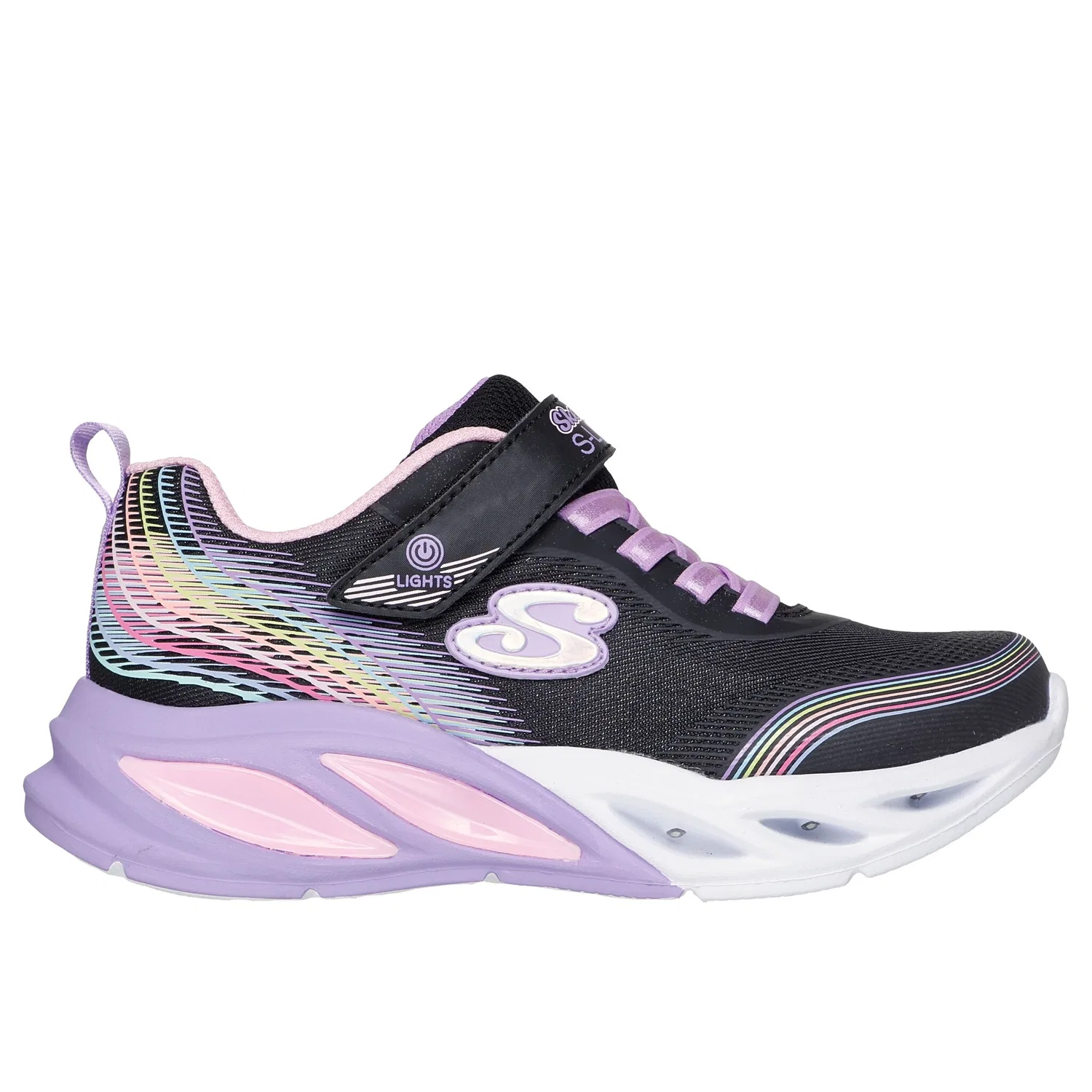 Детские кроссовки со светодиодной подсветкой Cosmic Glow Lights Skechers, Black/Multi — фото 4