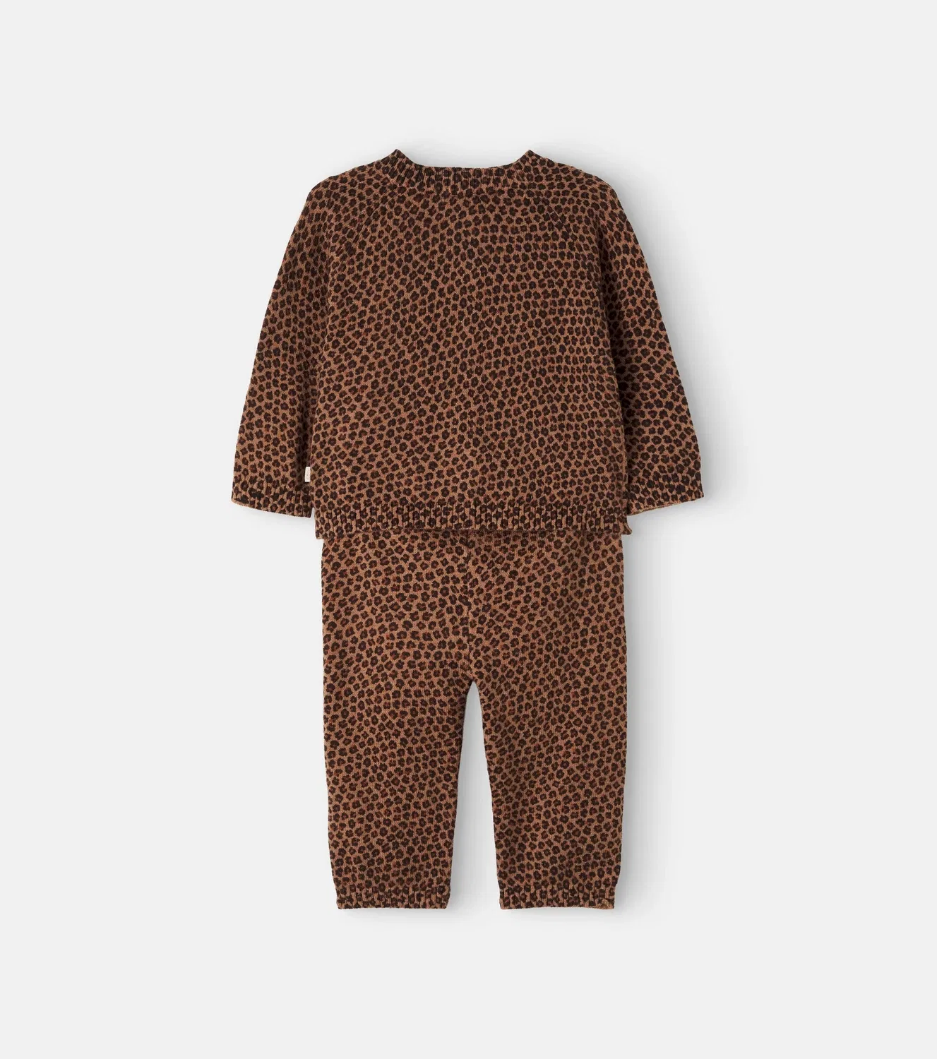 Комплект из кардигана и брюк с принтом Leopard Baby Toudou Bonton, коричневый — фото 2