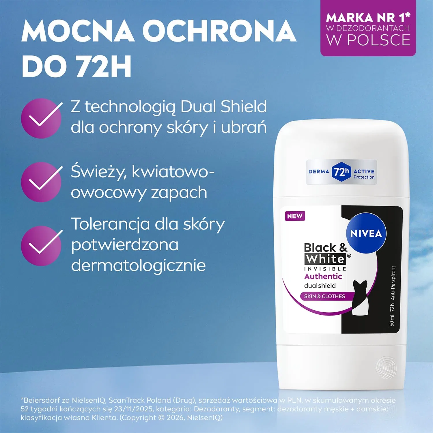Антиперспирант-стик NIVEA Black&White Authentic Frisch 50 мл