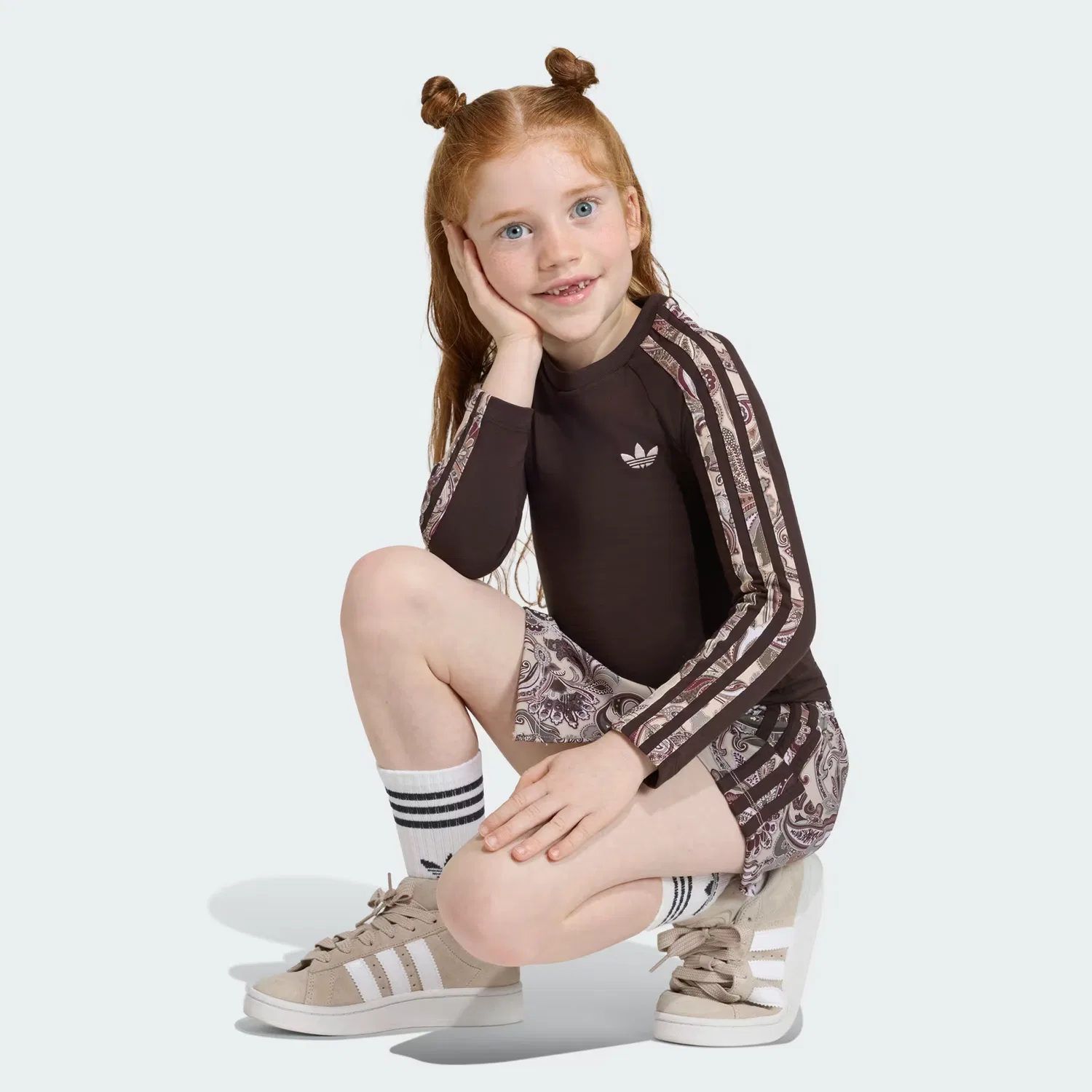 Детский комплект с принтом пейсли из топа и юбки-шорт Liberty London Adidas Originals, Aurora Coffee/Мультиколор — фото 3