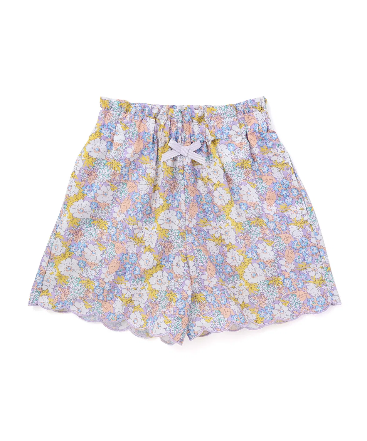 Детские шорты для девочек с рюшами по низу Blue Chambray Floral Purple SLAP SLIP, Purple