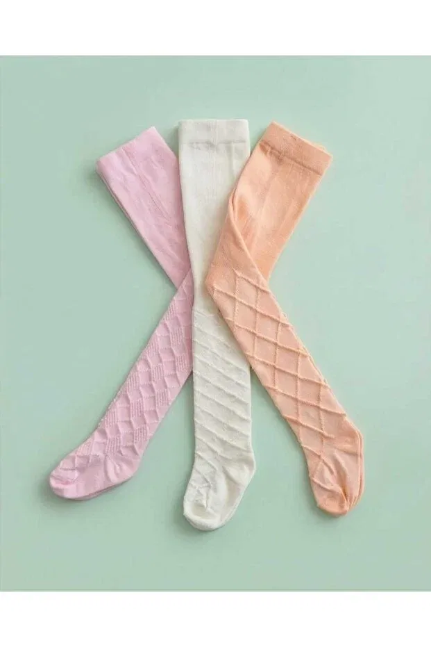 Детские колготки хлопковые 3 шт Moonrise Socks, Pink-Ecru-Baby Pink