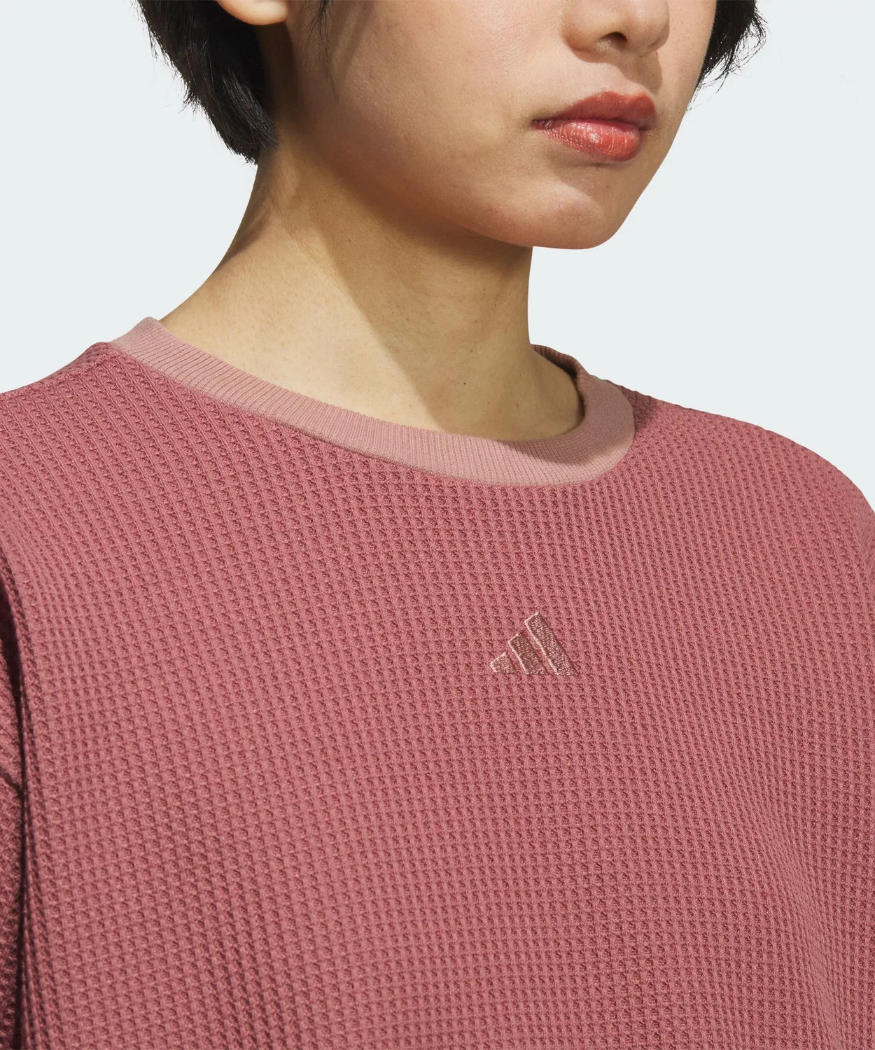 Женская футболка с длинным рукавомиз вафли Adidas Lax Flow All Days, Красный — фото 4