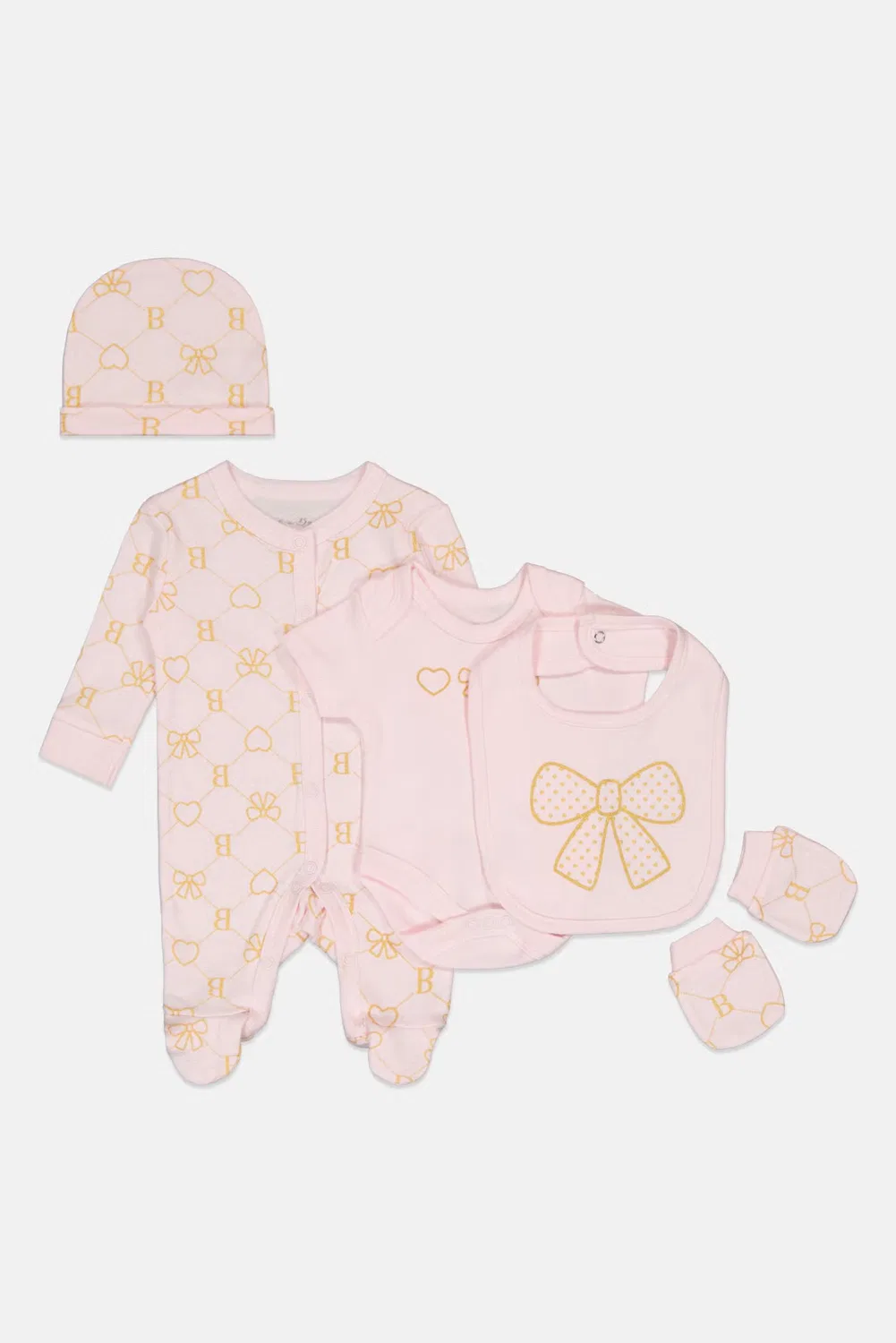 Боди-комбинезон детский с принтом комплект из 5 предметов Rock-A-Bye Baby Boutique, розовый — фото 3