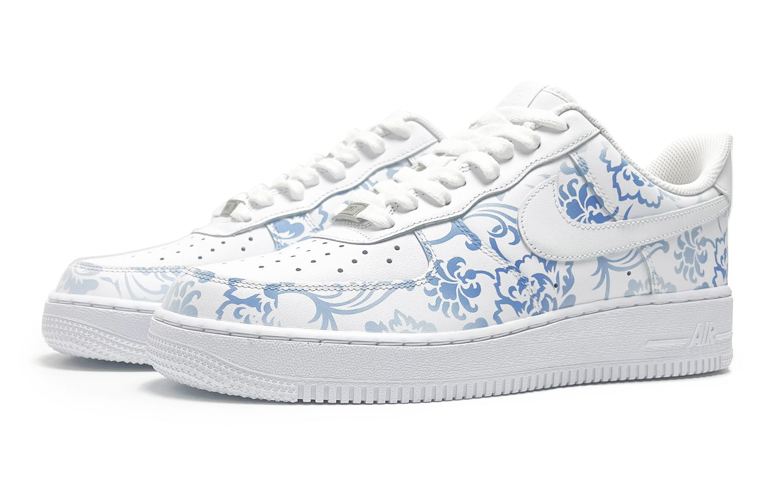Кроссовки Nike Air Force 1 скейтерские мужские низкие бело-синие, цвет White Blue — фото 4