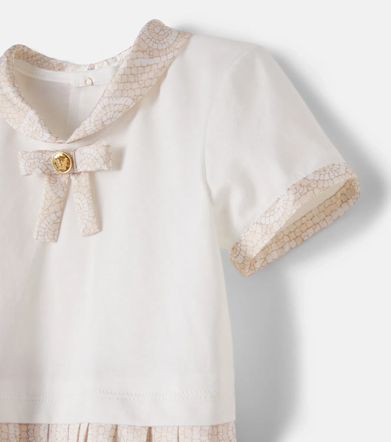 Детское платье из хлопкового джерси и твила Baby Greca Versace Kids, белый — фото 4