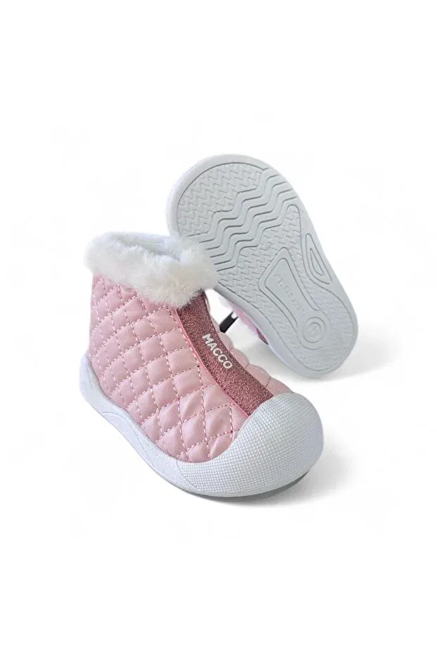 Детские ботинки для девочек зимние с искусственным мехом Macco Shoes, Pink — фото 3