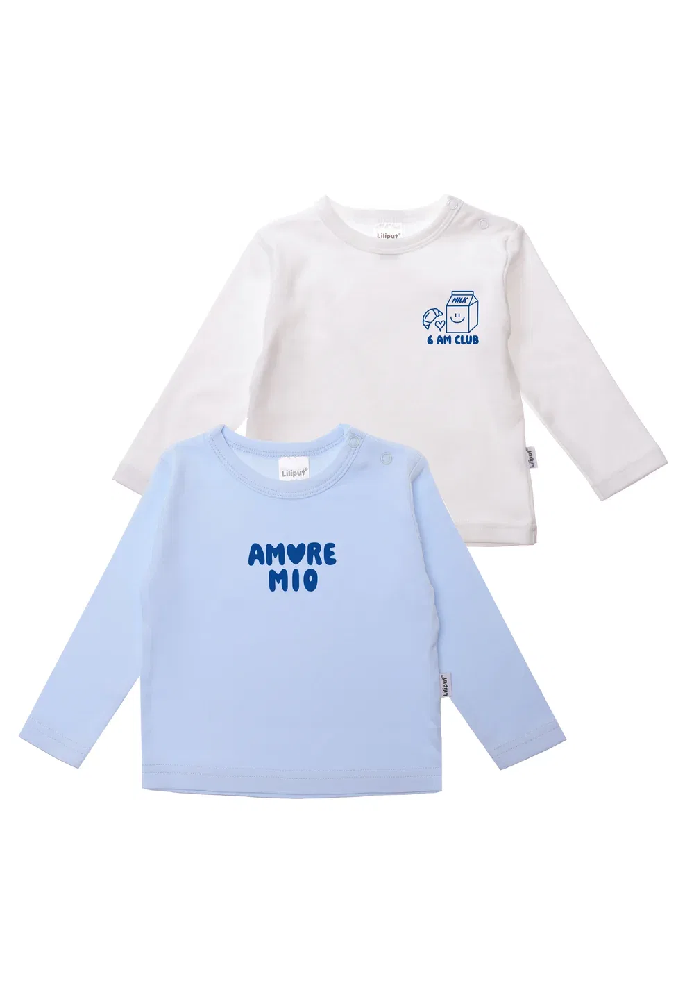 2 футболки Amore Mio с длинными рукавами Liliput, Weiß-Hellblau