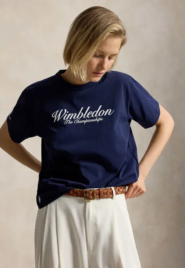 Футболка с принтом 100% хлопок Wimbledon logo cotton jersey tee Polo Ralph Lauren, Refined темно-синий
