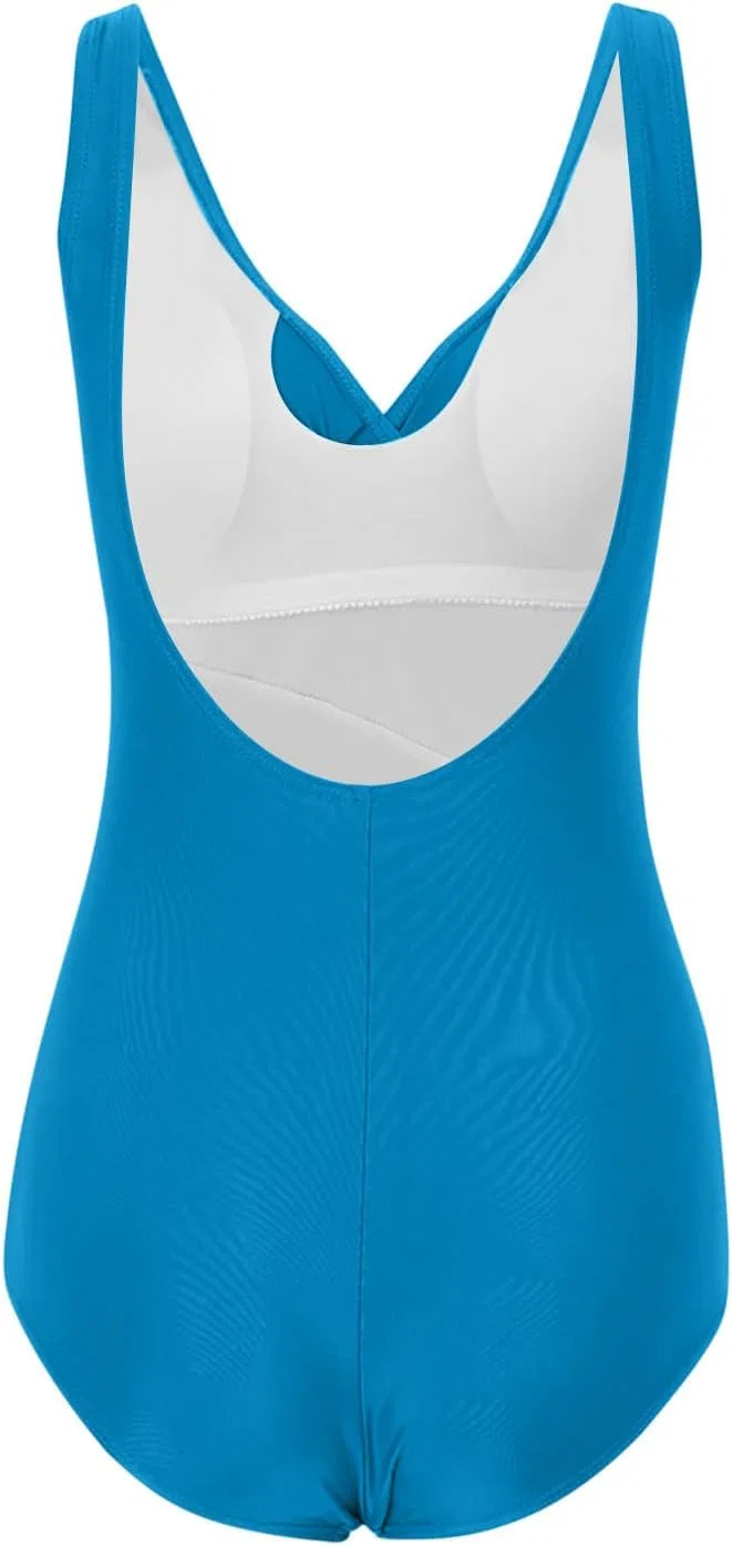 Женский слитный купальник с утяжкой живота ruched push-up, Sky Blue — фото 2