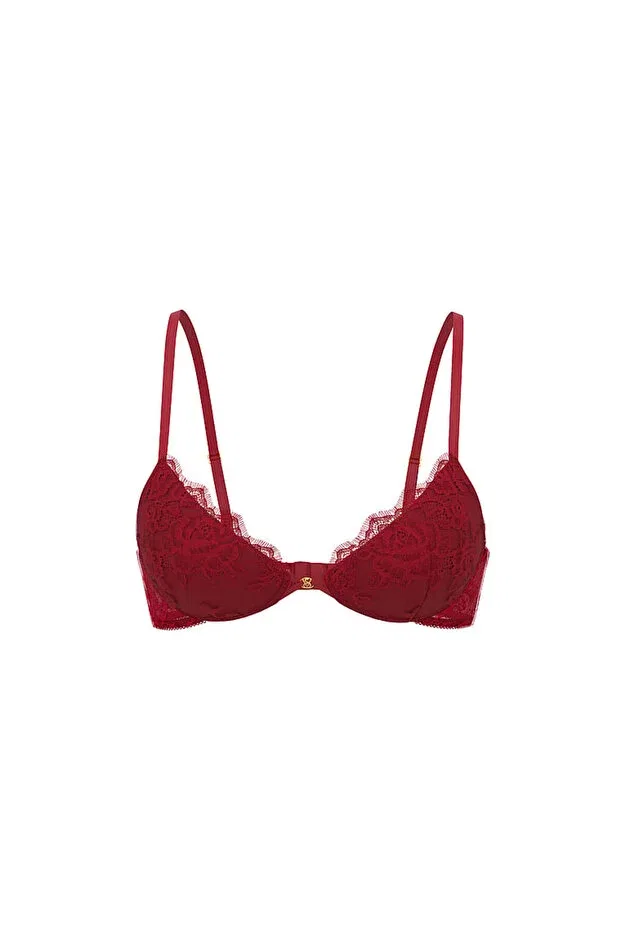 Женский бюстгальтер кружевной Rose lace Victoria'S Secret, Bright Red — фото 3
