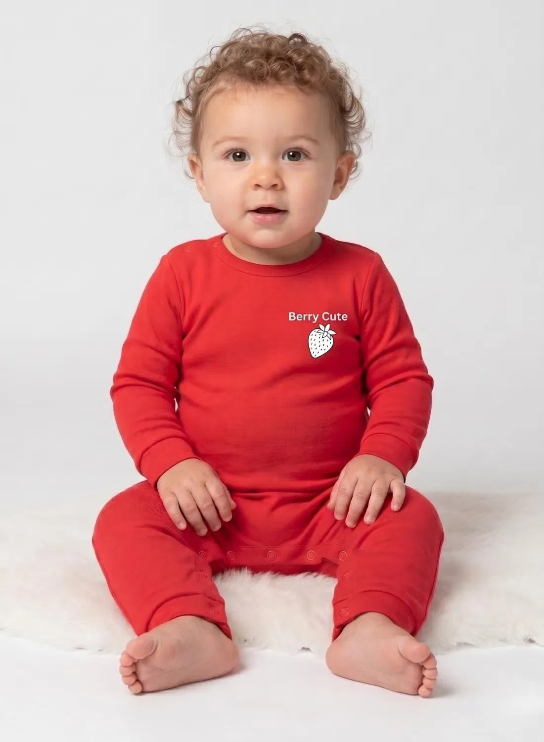 Боди-комбинезон с принтом клубники Baby berry cute strawberry Babyqlo, красный — фото 3