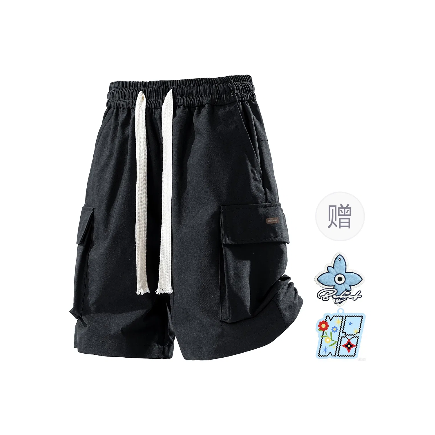 Детские шорты карго с принтом Black Comes With Merch WARRIOR