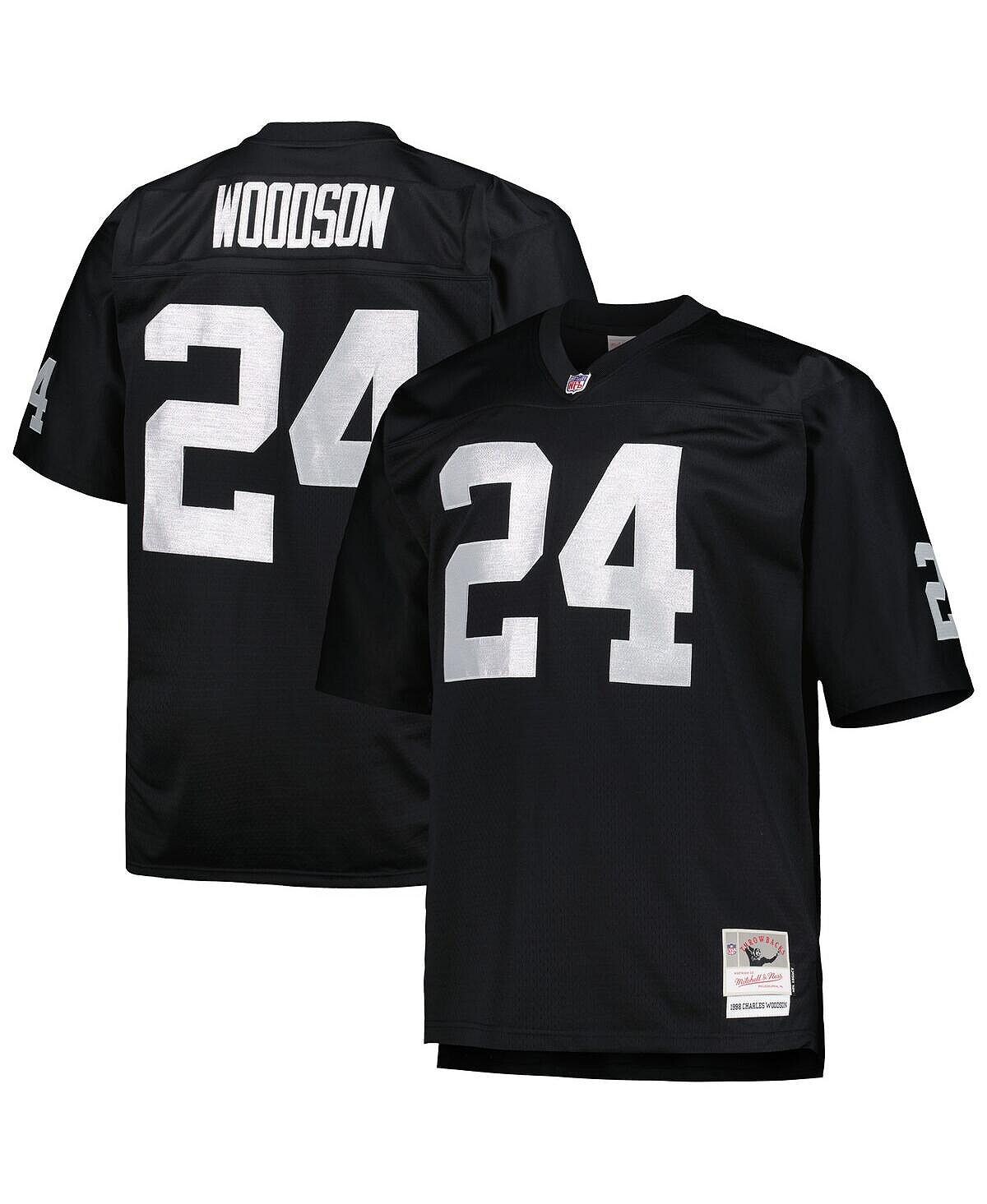 

Мужская футболка charles woodson black las vegas raiders big and tall 1998 года, копия игрока на пенсии Mitchell & Ness, черный