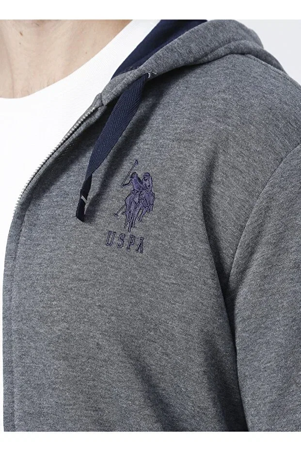 Мужское худи с капюшоном на молнии U.S. Polo Assn., Gray — фото 4