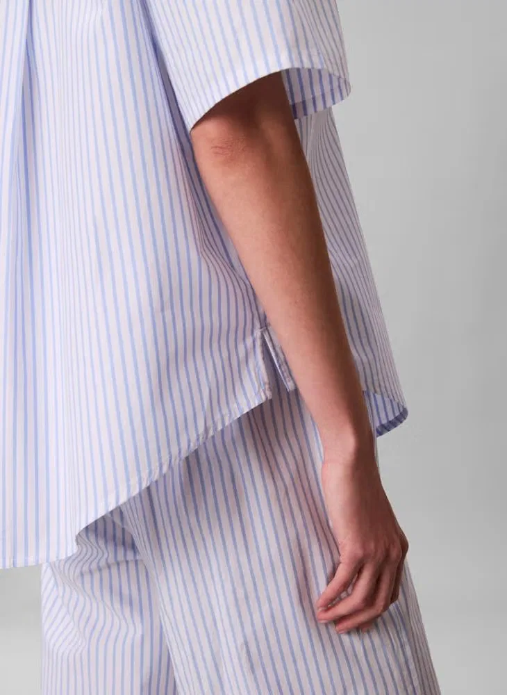 Рубашка свободного кроя с принтом полоска Relaxed poplin regular fit Calvin Klein, синяя — фото 3