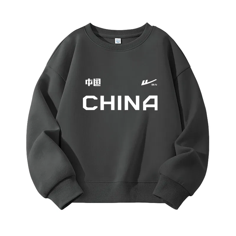 Детский свитшот с круглым вырезом Medium Gray/H China and Label WARRIOR