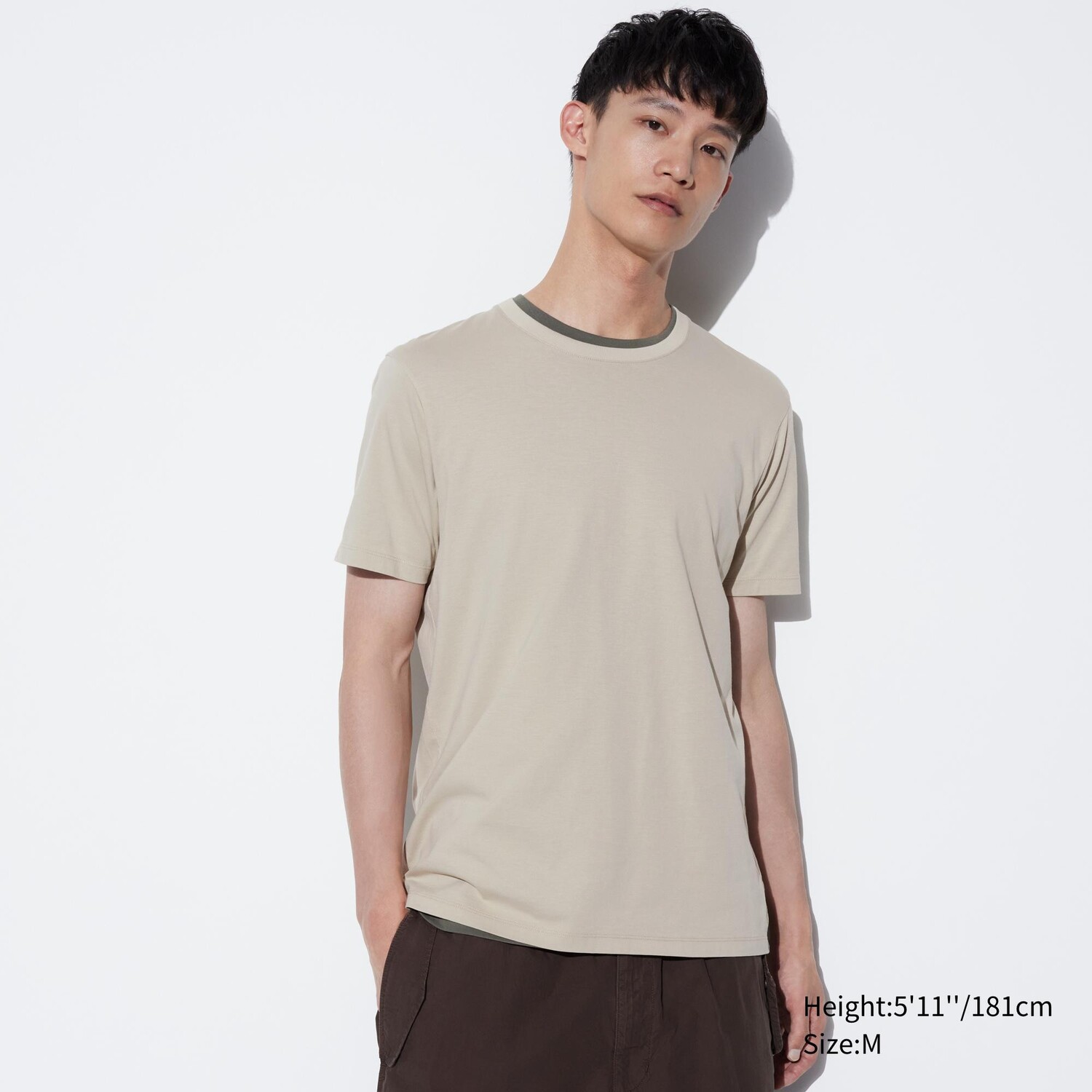 

Футболка с круглым вырезом из 100% хлопка Supima UNIQLO, бежевый