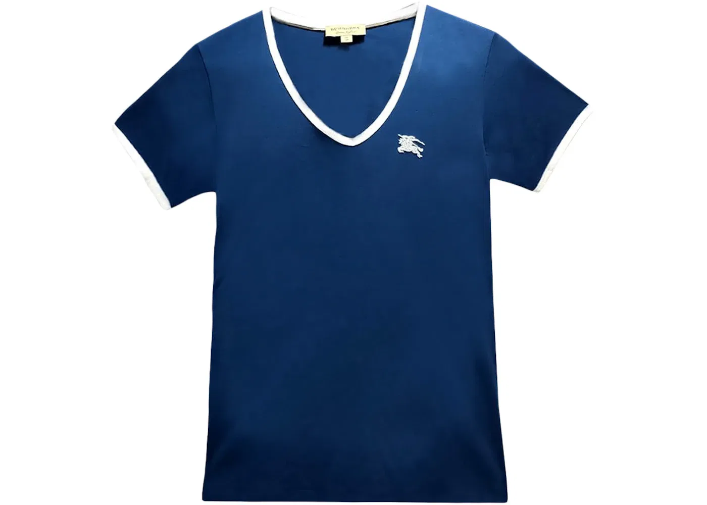 Женская футболка с V-образным вырезом с принтом Embroidered Monogram EKD Burberry, Blue/White