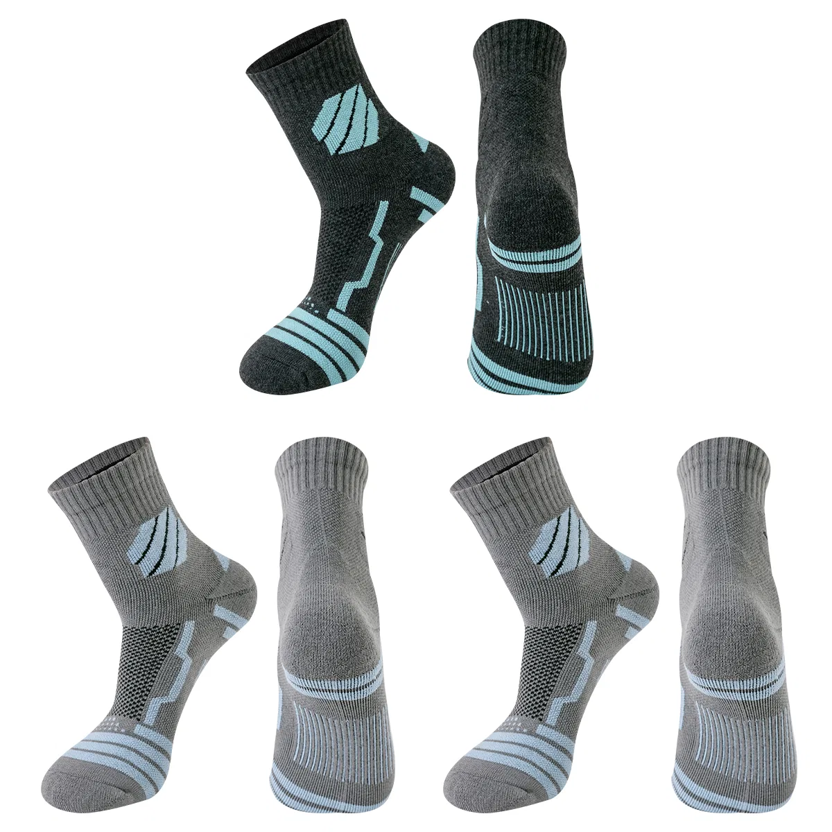 Детские баскетбольные носки, комплект из 3 пар, Dark Gray + Light Gray, MIIOW