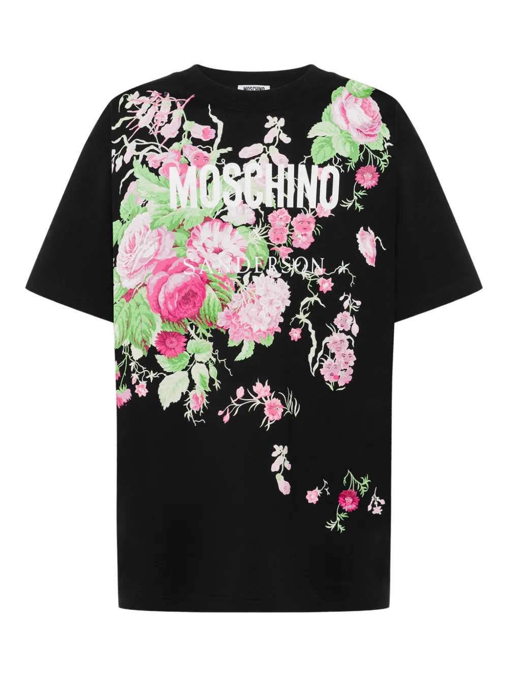 

Футболка с цветочным принтом Moschino, черный