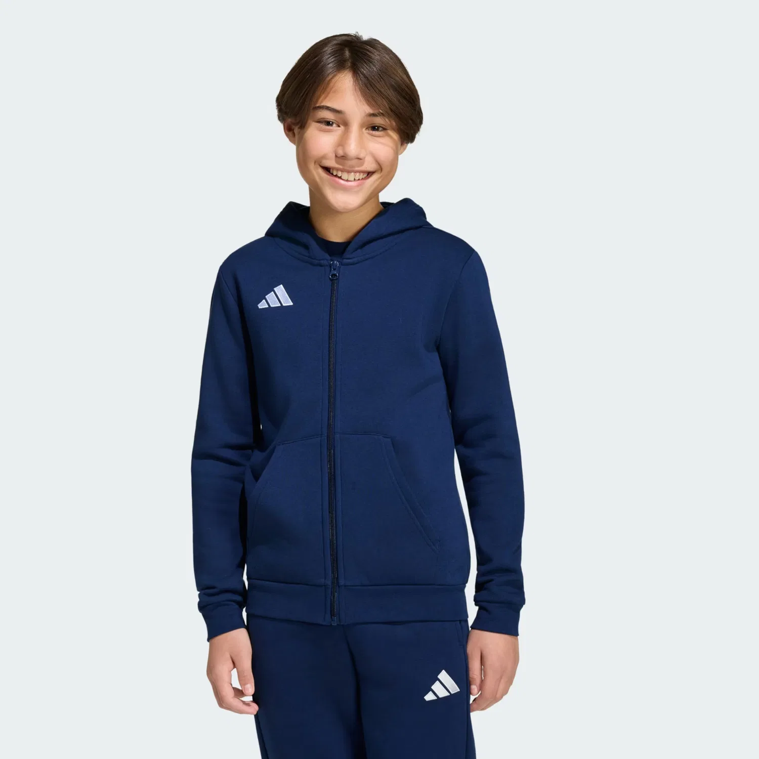 Толстовка на молнии Adidas Performance Athletic Entrada26 темно-синего цвета — фото 2