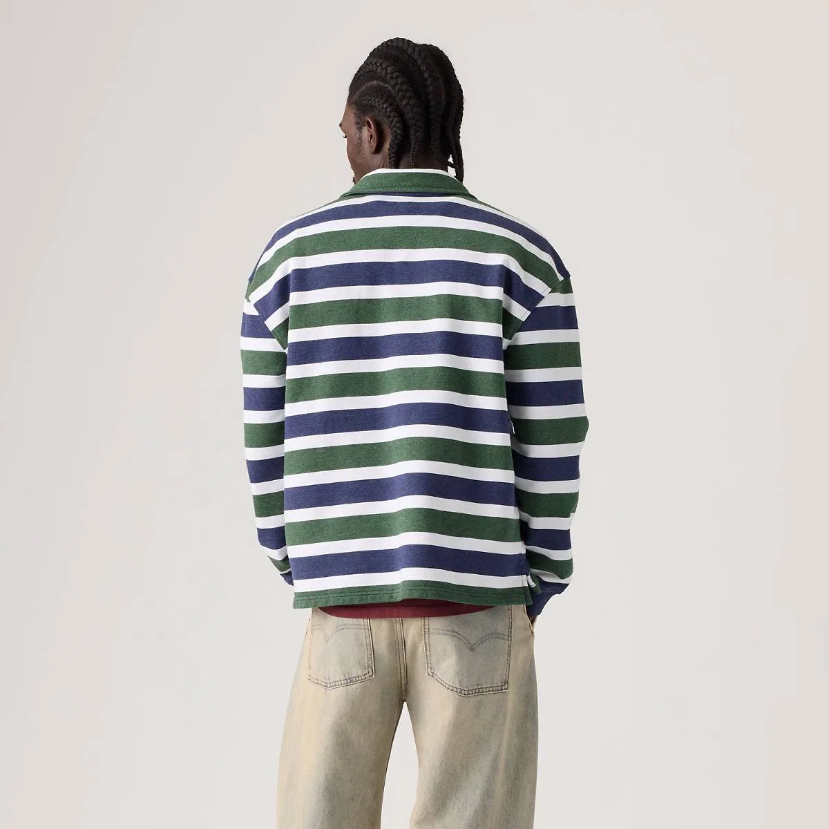 Толстовка Cameron с застежкой-молнией на четверть длины Levi's, Koby Stripe Kombu Green Heather - Green — фото 4