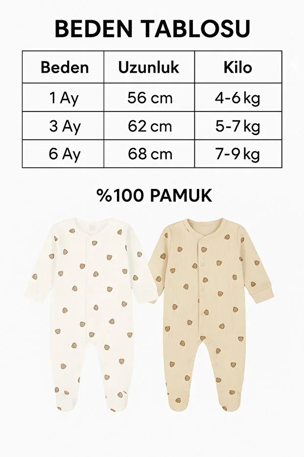 Детский комплект боди-комбинезонов с принтом Teddy Bear Pattern Izyalif Baby, Multicolor — фото 2