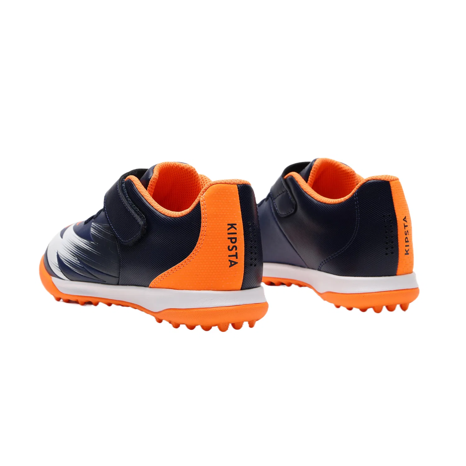 Детские футбольные бутсы с амортизацией и возвратом энергии Dark Navy Blue/Electric Orange DECATHLON — фото 4