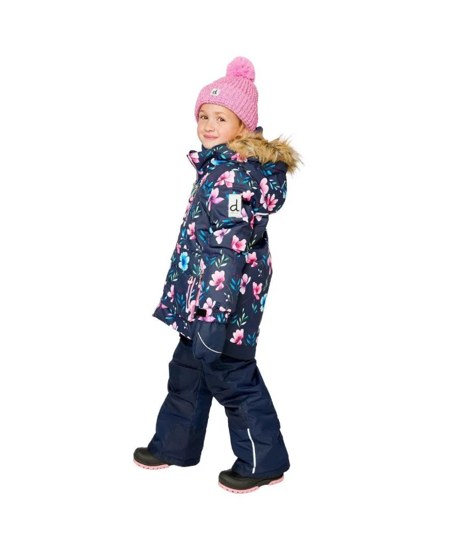 Детский комплект зимнего комбинезона с принтом Deux par Deux, Blue Floral Print — фото 3