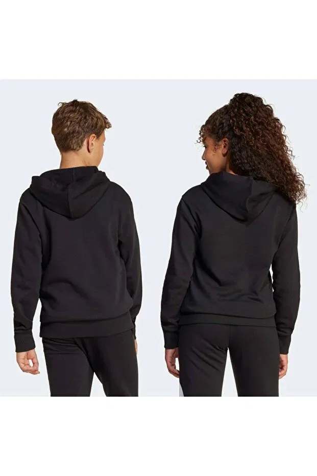 Детское худи для девочек с капюшоном Essentials kids black sweatshirt Adidas, Black — фото 2