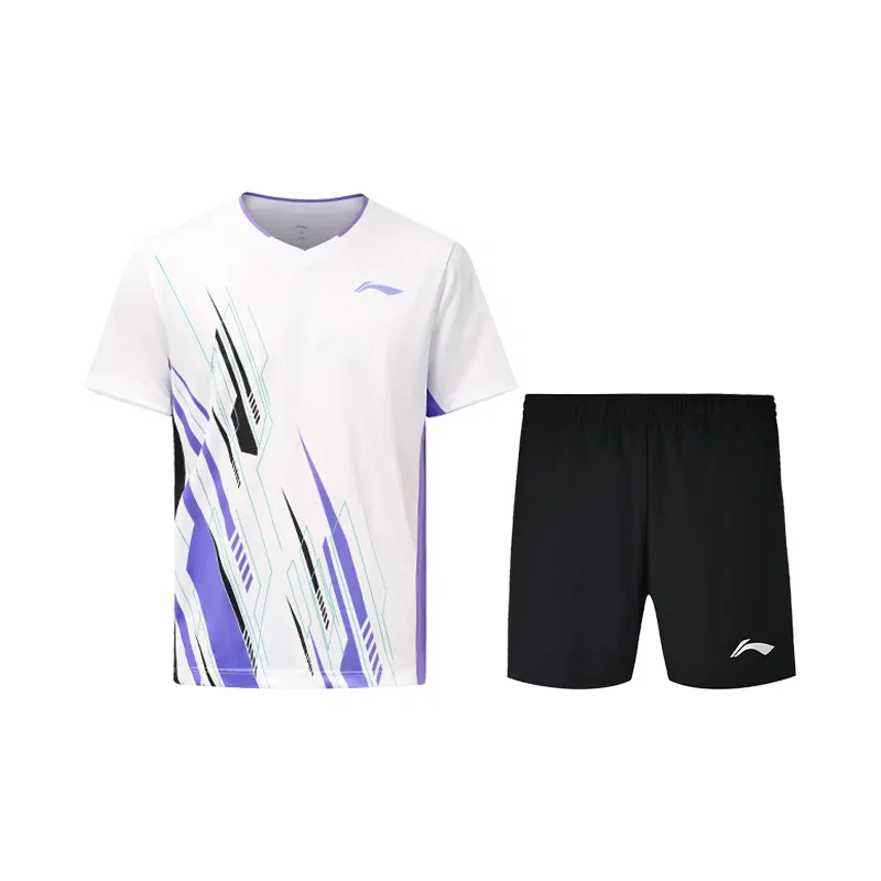 Детский комплект спортивной одежды с белым топом и черными штанами Li-Ning