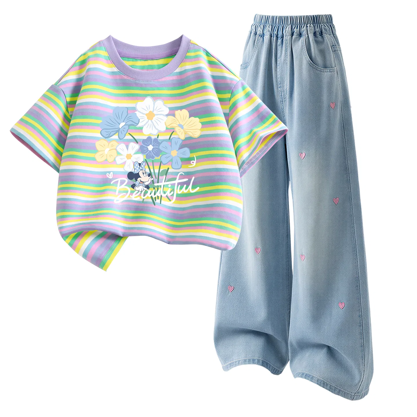 Детский костюм Crew Neck, Disney, Di Love Candy Lily Purple + Solid Color Denim Light Blue — фото 3