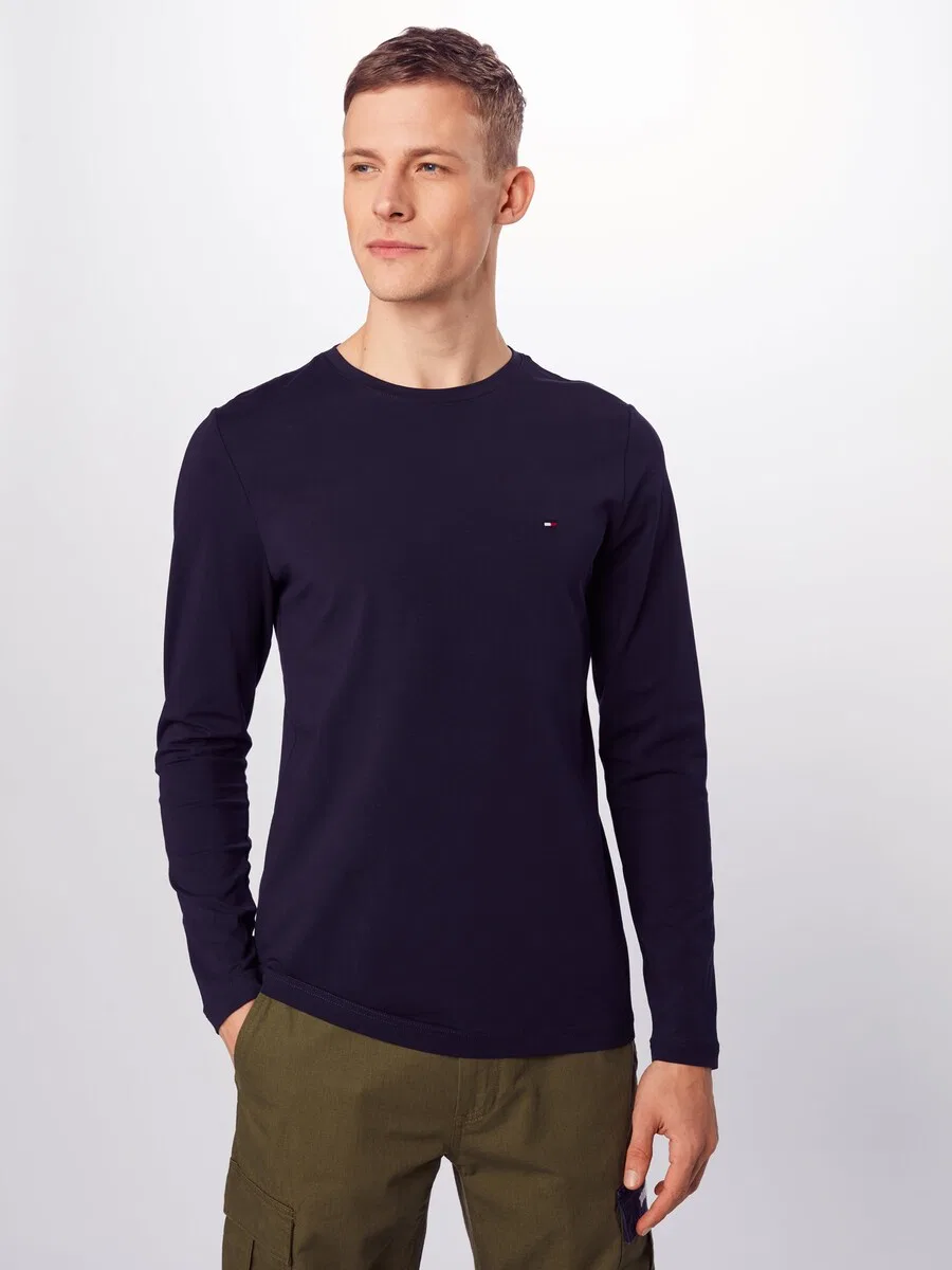 Рубашка TOMMY HILFIGER с длинным рукавом, приталенного кроя, темно-синего цвета — фото 3