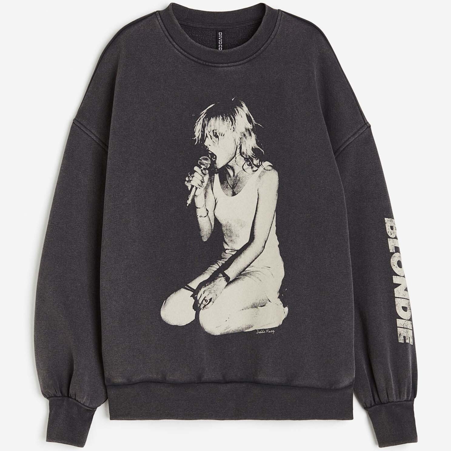 

Свитшот H&M Blondie Printed Oversized, серовато-черный