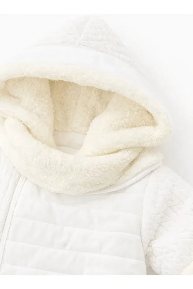 Детский комбинезон-астронавт из велсофта Kardeşler Bebe, Off White — фото 2