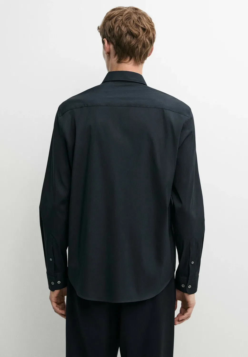 Классическая рубашка Massimo Dutti, Mottled Dark Blue — фото 3