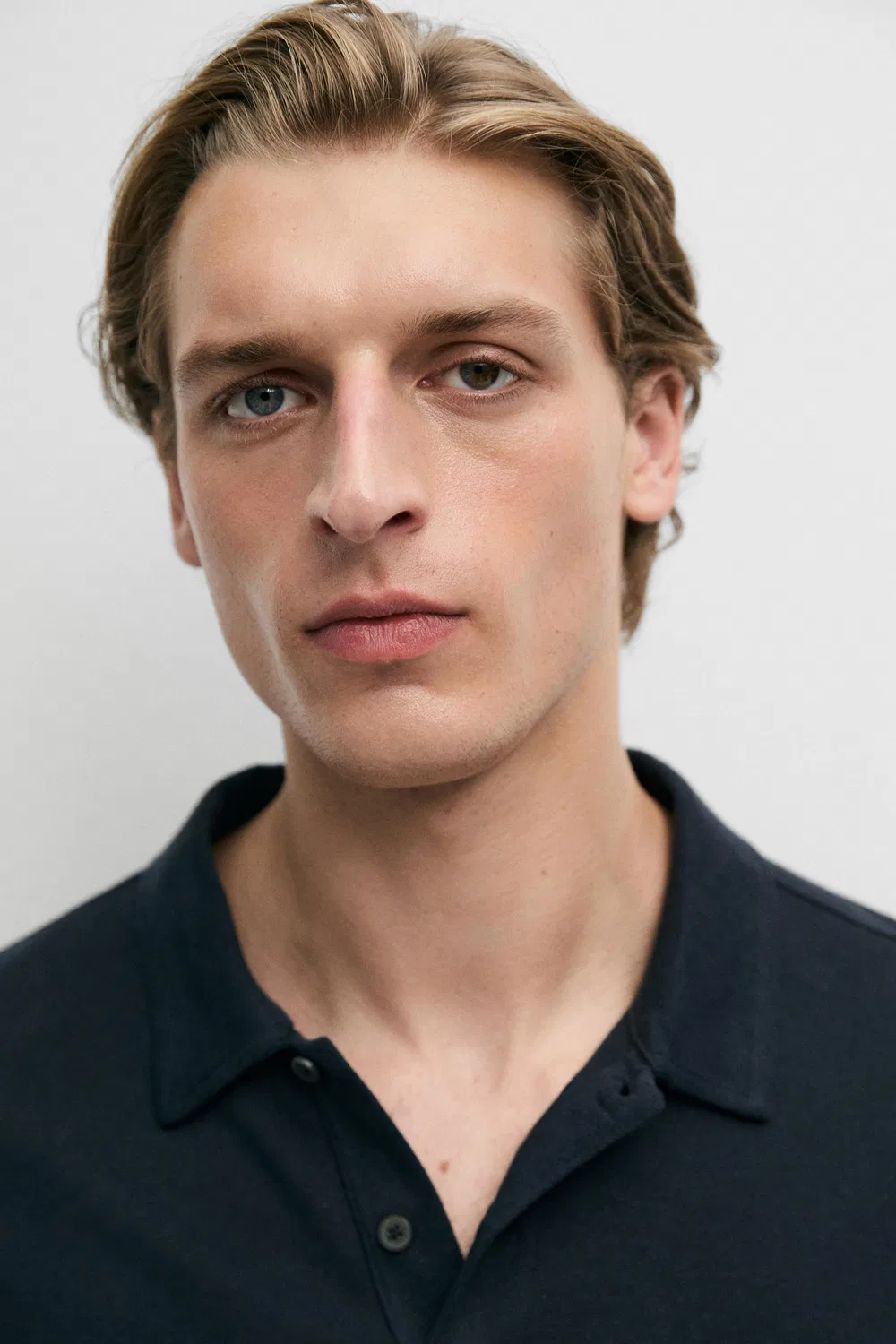 Поло с коротким рукавом из льна и хлопка Massimo Dutti, темно-синий — фото 4