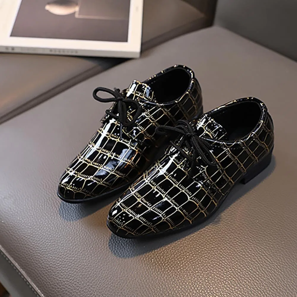 Детские туфли-лоферы из искусственной кожи Classic PU Leather School Uniform Oxfords Casual Dress Shoes Loafers Flats XinYiQu, Black — фото 3