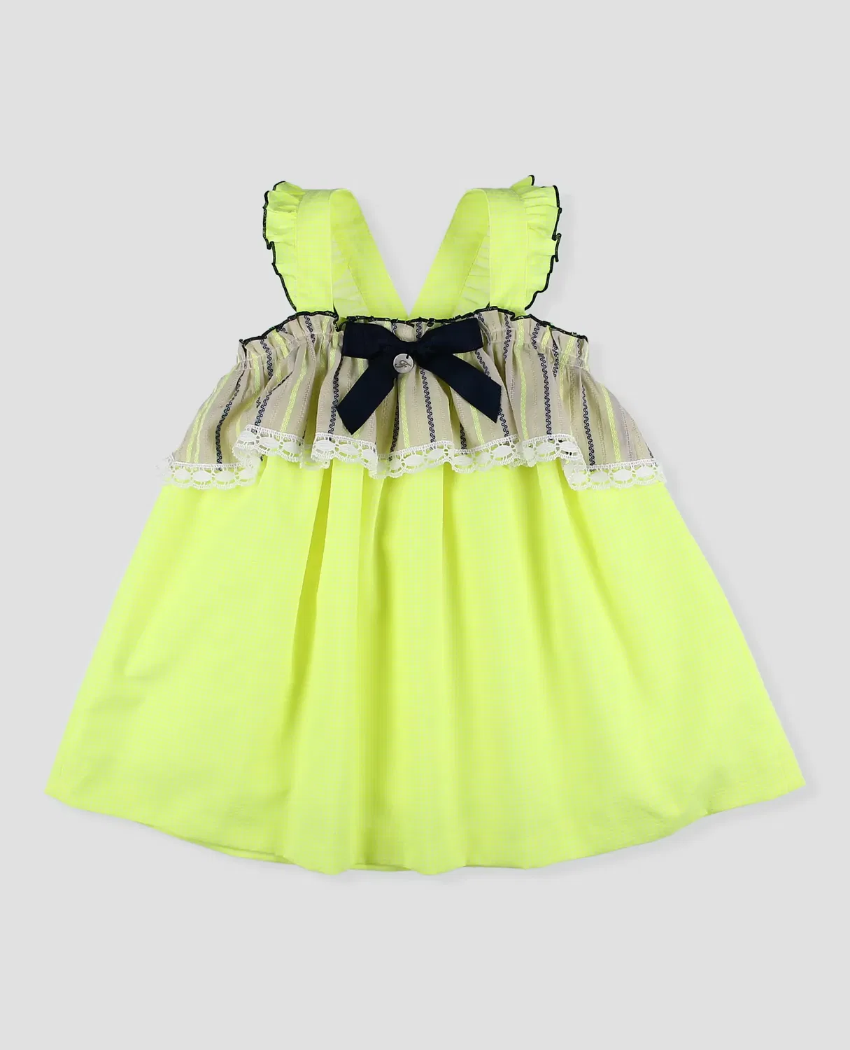 Детское платье для девочек с воланами Vichy Fluor Foque, Amarillo Flúor — фото 3