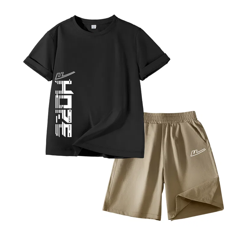 Детский спортивный комплект с принтом Black/H White English Line Left Middle-Khaki/H Cut-Out White Logo K WARRIOR