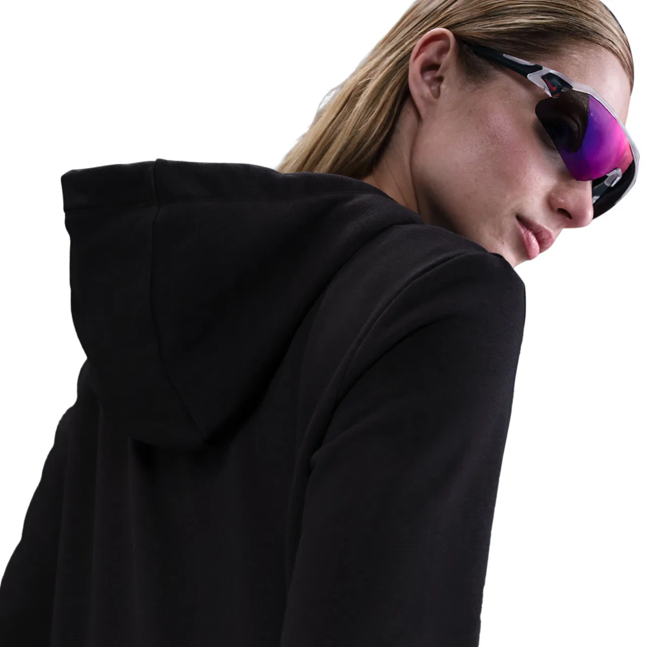 Женское худи Club Fleece PO Nike, черный/белый — фото 2