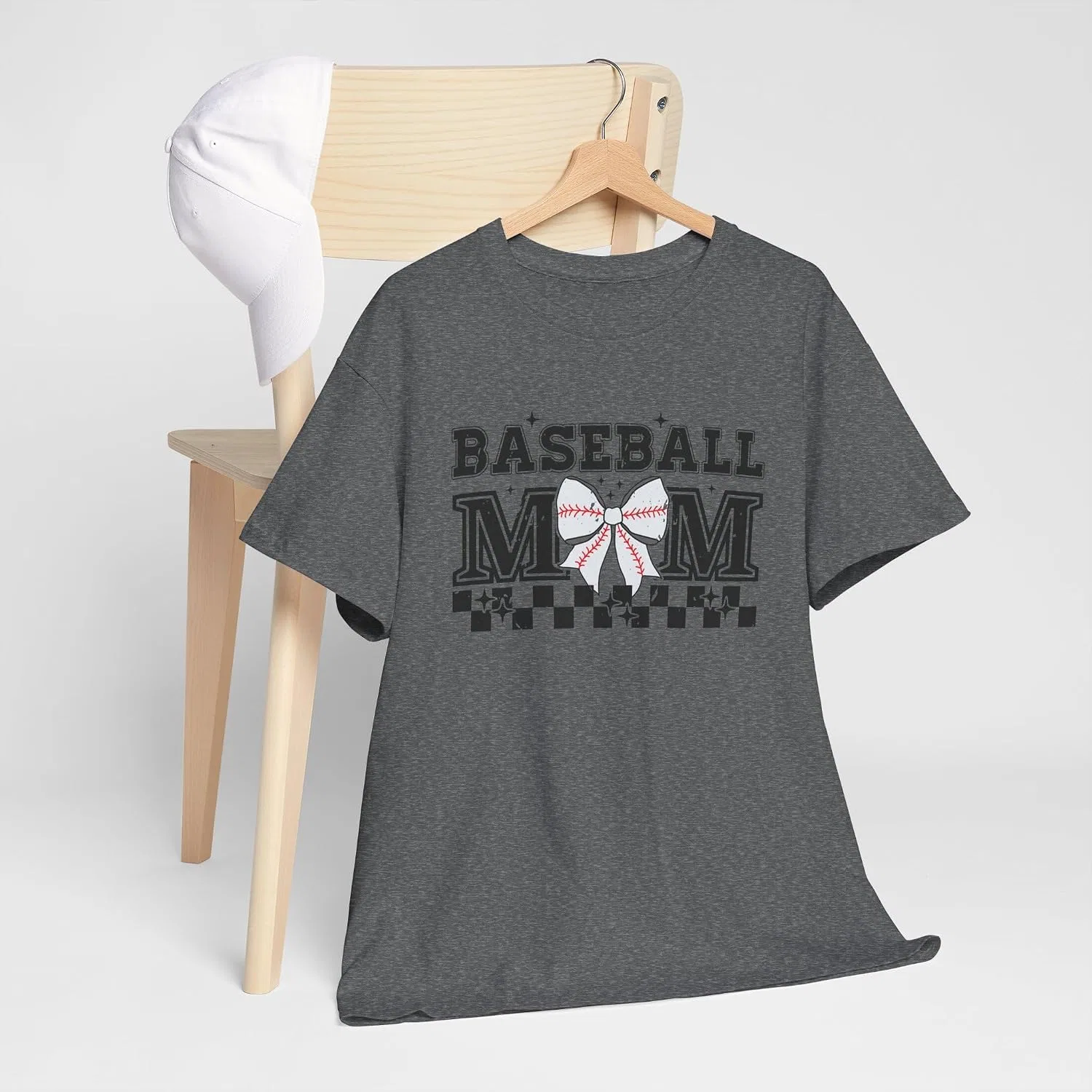 Женская футболка с принтом Baseball Mom, Graphite Heather — фото 3