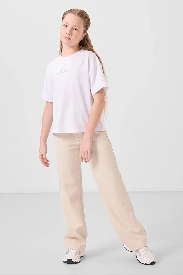 Детский спортивный костюм для девочек с принтом Tommy Life, White/Beige
